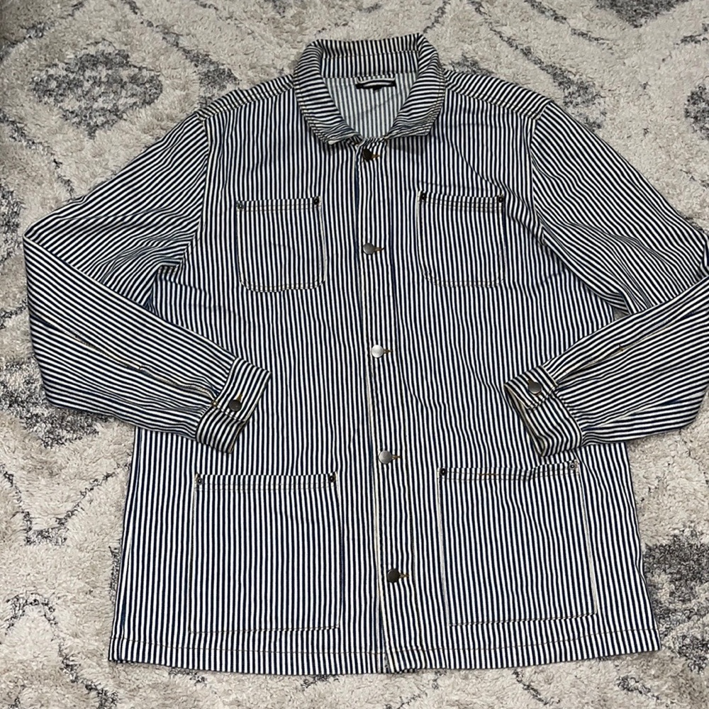 Men’s Denim Stripe Button Jacket